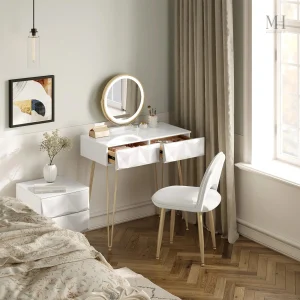 Espace beauté avec miroir LED et rangement
