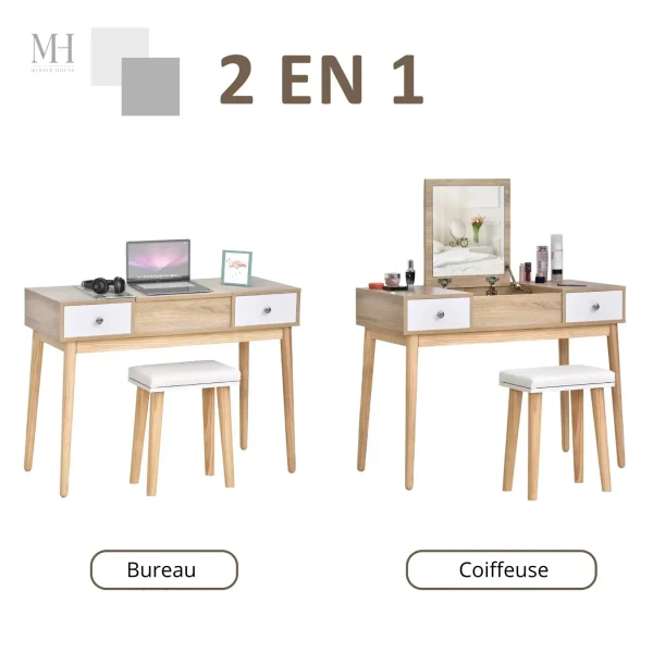 Miroir rabattable pour une coiffeuse élégante et fonctionnelle