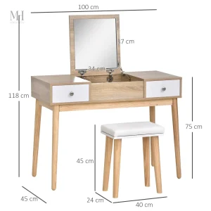 Tabouret assorti pour une coiffeuse au style scandinave