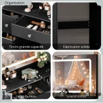 Mobilier de beauté noir avec 7 tiroirs spacieux