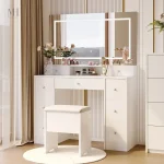 Coiffeuse miroir LED Hollywood avec rangement XXL