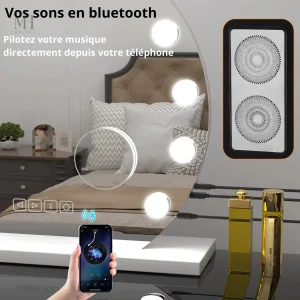 Coiffeuse avec zoom 10X pour un maquillage impeccable