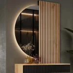Demi Miroir Rond LED 50×100 cm Rétroéclairé Tactile