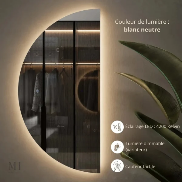 Miroir tactile 50x100 cm pour un éclairage moderne