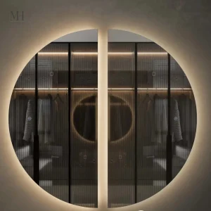 Demi miroir rond avec fonction rétroéclairée