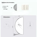 Miroir décoratif LED pour salle de bain ou dressing