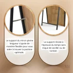 Miroir sur pied en forme d'arche, design élégant en bois