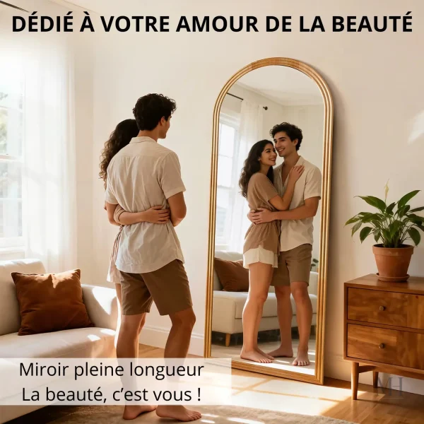 Miroir à poser, 160 cm de hauteur, cadre en bois