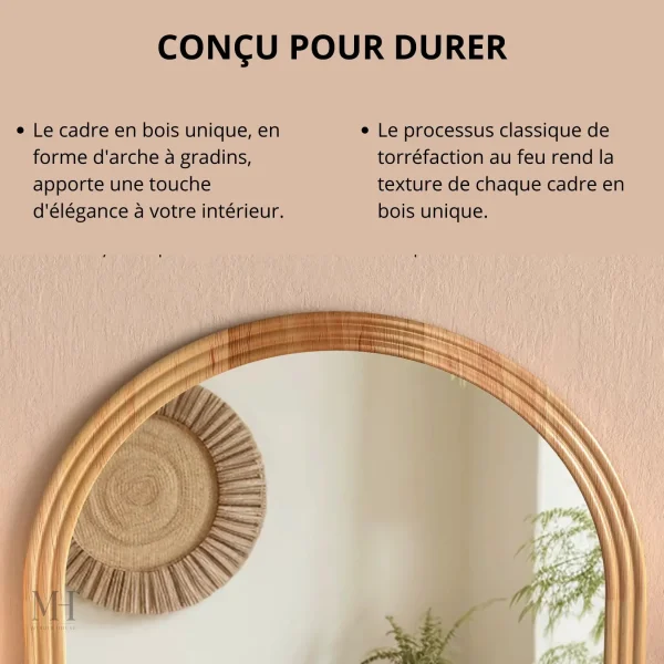 Miroir en bois massif, parfait pour agrandir l'espace intérieur