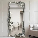 Miroir Argenté MERCURIA avec cadre sculptural