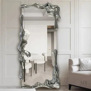 Miroir Argenté MERCURIA avec cadre sculptural