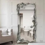 Miroir décoratif argenté avec cadre moderne