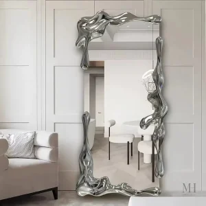Miroir décoratif argenté avec cadre moderne