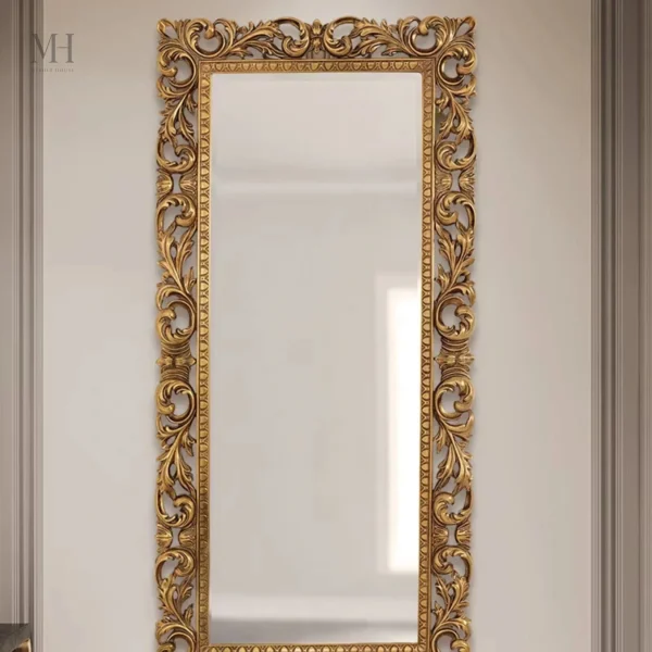 Miroir décoratif doré 180 cm, style baroque élégant