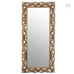 Grand miroir mural en bois sculpté, finition dorée raffinée