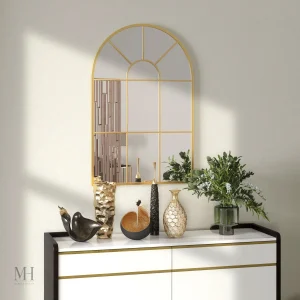 Grand miroir doré style verrière