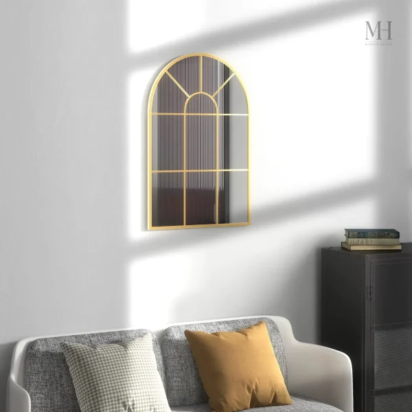Miroir rectangulaire lumineux avec cadre doré