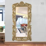 Miroir doré rectangulaire pour intérieur lumineux