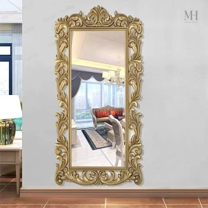 Miroir doré rectangulaire pour intérieur lumineux