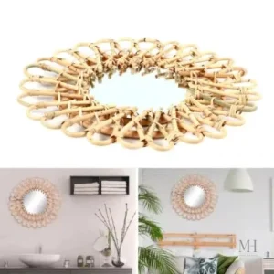 Élégant miroir en rotin pour un décor apaisant