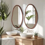Miroir mural design asymétrique en bois