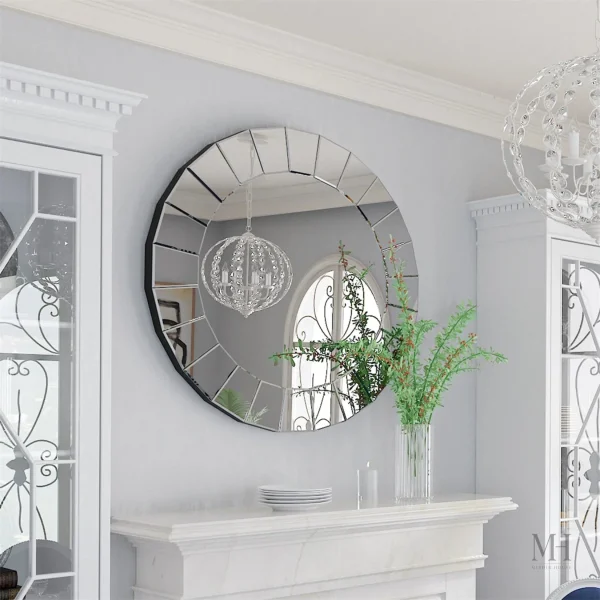 Élégant miroir décoratif, bordure facettée