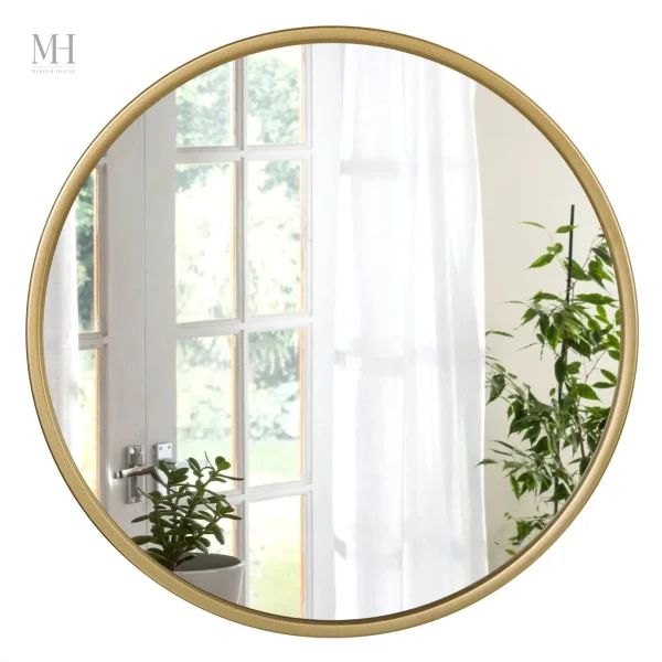 Miroir doré élégant pour salon ou entrée moderne