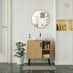 Miroir mural doré pour salle de bain chic et pratique