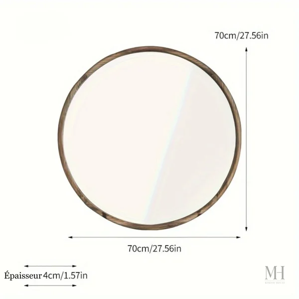 Miroir en Bois Rond - Parfait pour un Style Rustique