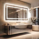 Miroir de salle de bain anti-buée avec éclairage intégré