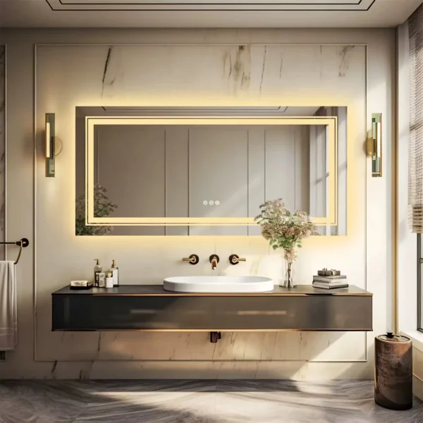 Miroir salle de bain 140x70 cm au design contemporain