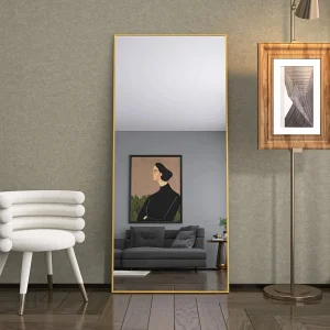 Grand miroir sur pied doré 180x80 cm contemporain