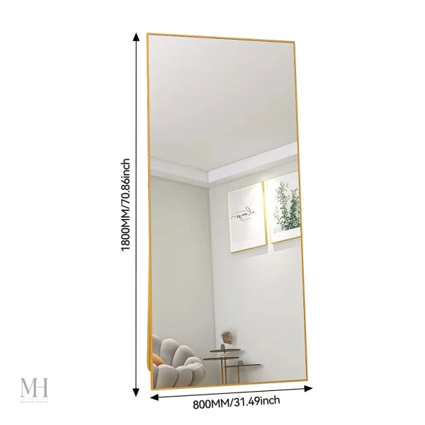 Miroir doré sur pied au style moderne et élégant