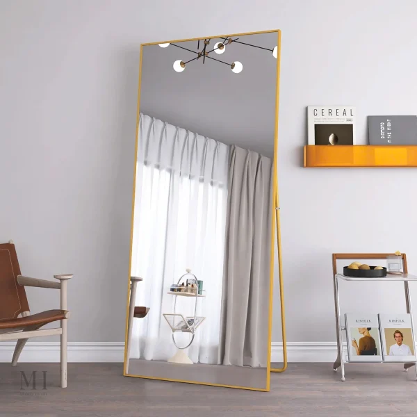 Miroir 180x80 cm au design contemporain doré
