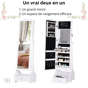 Grande armoire à bijoux avec miroir décoratif