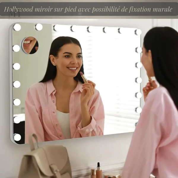 Miroir LED Hollywood avec éclairage ajustable