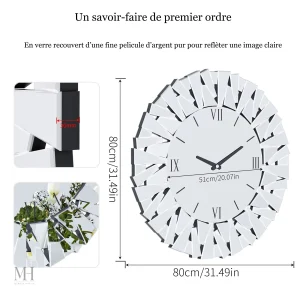 Miroir décoratif avec fonction horloge pour intérieur stylé