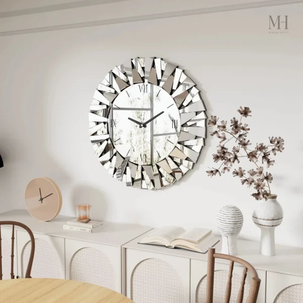 Horloge murale à miroir pour un espace chic et pratique