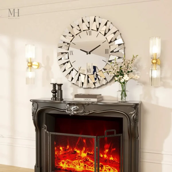 Miroir moderne avec horloge pour un décor raffiné