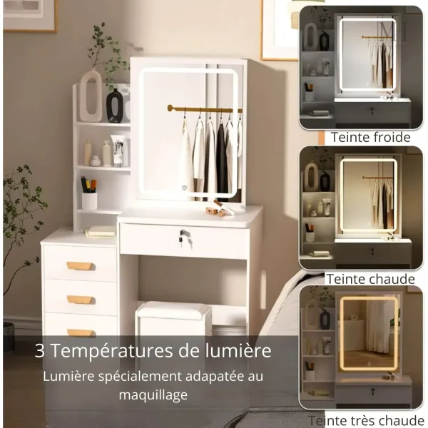 Miroir Maquillage avec Rangements pratiques et design moderne