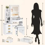 Miroir Coiffeuse avec rangements intégrés et éclairage