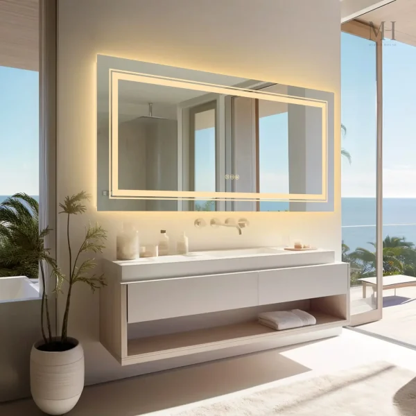Miroir LED 120x60 avec anti-buée et éclairage réglable