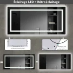Miroir salle de bain LED 120x60 avec fonction anti-buée