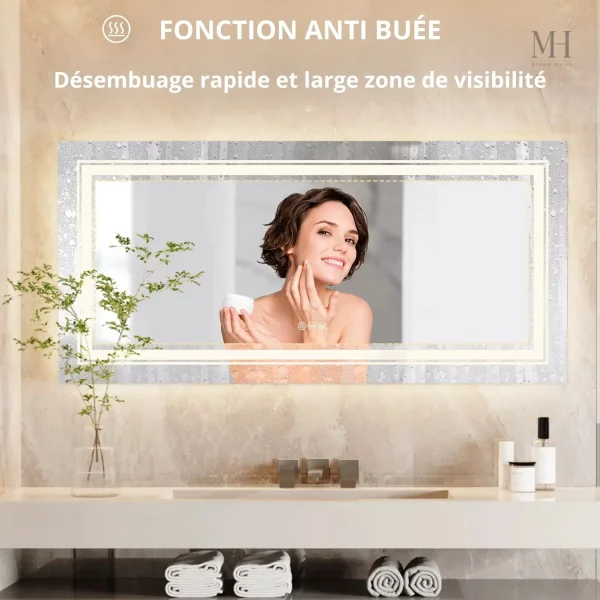 Miroir lumineux 120x60 pour espace salle de bain