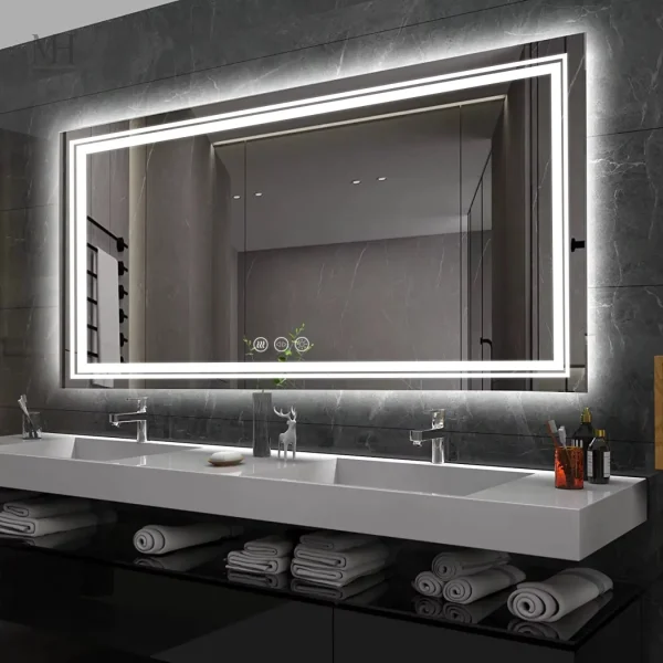 Miroir 120x60 salle de bain avec éclairage personnalisable