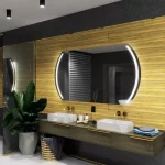 Grand miroir design pour salle de bain