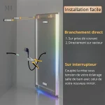 Miroir 160x80 pour salle de bain avec éclairage intelligent