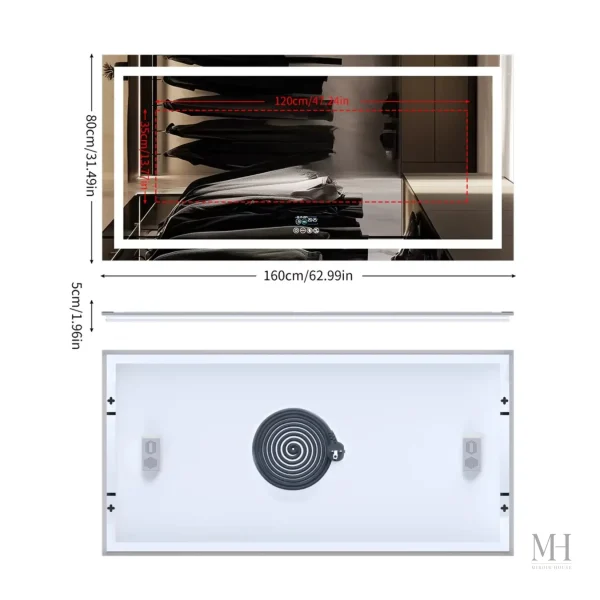 Miroir élégant avec fonction anti-buée et connexion Bluetooth