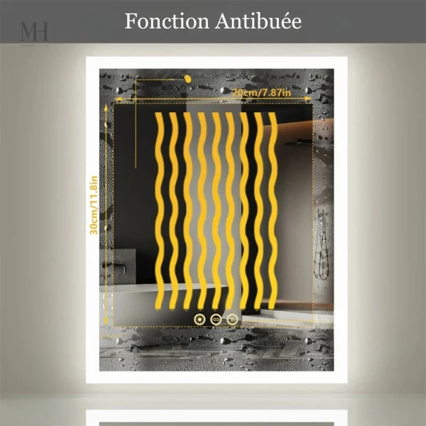 Miroir salle de bain lumineux avec fonction antibuée