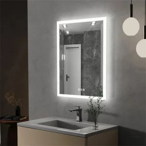 Éclairage tactile intégré dans un miroir de 50 cm